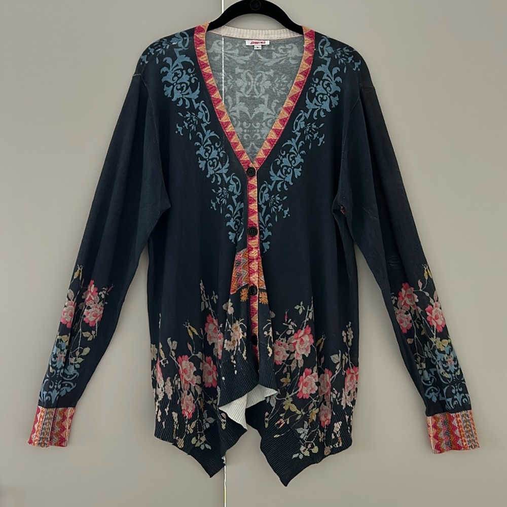 Johnny Was Floral V-Neck Cardigan